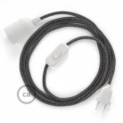 SnakeBis cableado con portalámpara cable textil Negro Glitter en Lino Natural RS81