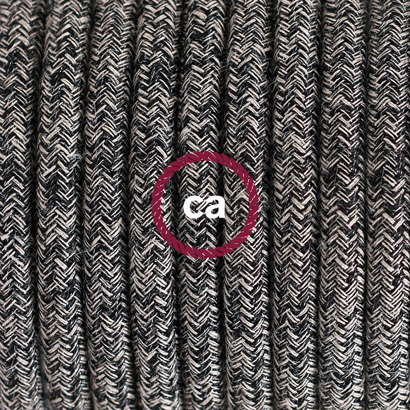 SnakeBis cableado con portalámpara cable textil Negro Glitter en Lino Natural RS81