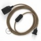 SnakeBis cableado con portalámpara cable textil Marrón Glitter en Lino Natural RS82