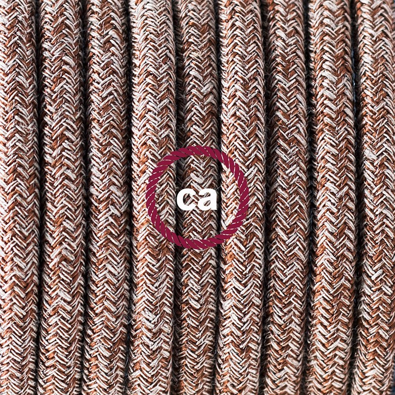 SnakeBis cableado con portalámpara cable textil Marrón Glitter en Lino Natural RS82