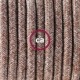 SnakeBis cableado con portalámpara cable textil Marrón Glitter en Lino Natural RS82