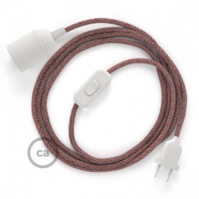 SnakeBis cableado con portalámpara cable textil Rojo Glitter en Lino Natural RS83