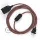SnakeBis cableado con portalámpara cable textil Rojo Glitter en Lino Natural RS83