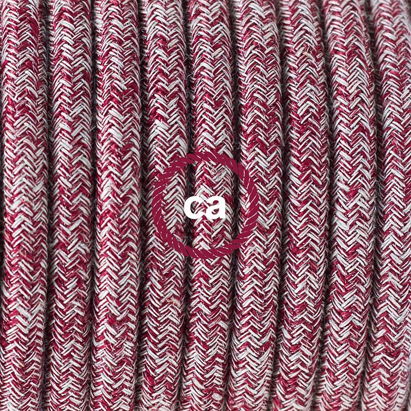 SnakeBis cableado con portalámpara cable textil Rojo Glitter en Lino Natural RS83