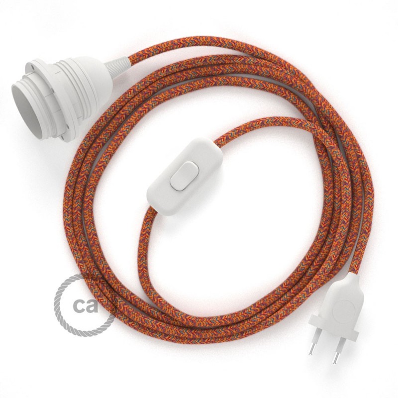 SnakeBis cableado con portalámpara cable textil Indian Summer en Algodón RX07