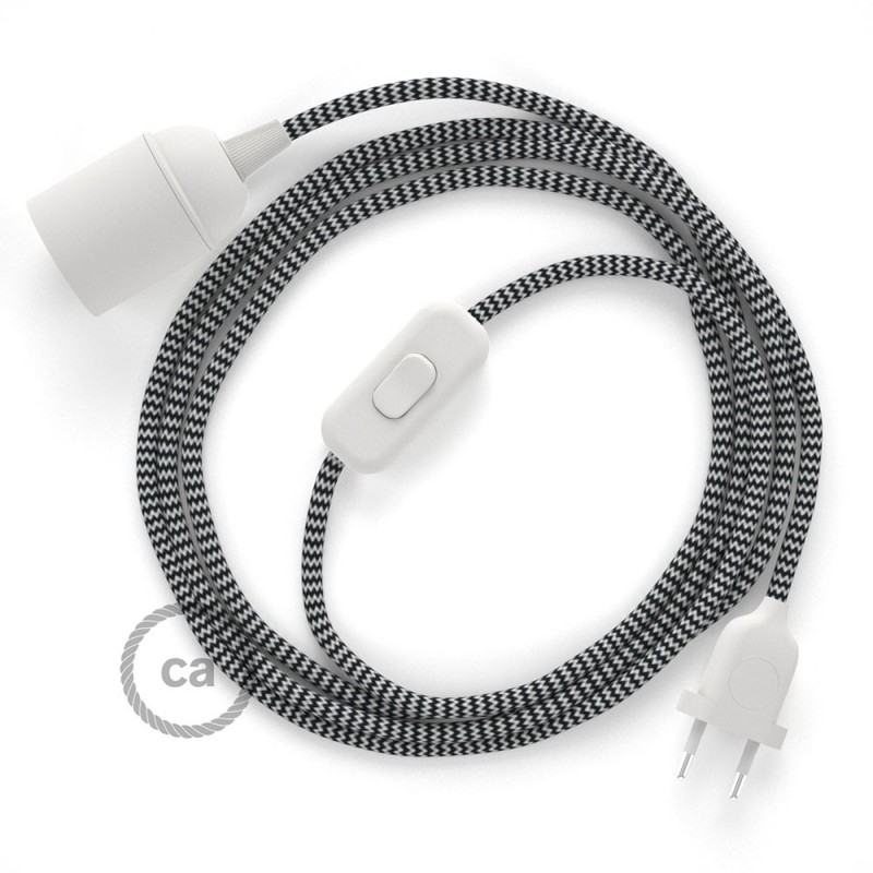 SnakeBis cableado con portalámpara cable textil ZigZag Negro RZ04