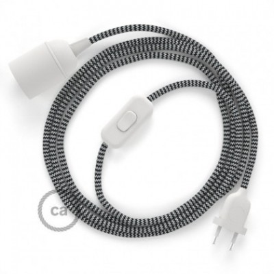 SnakeBis cableado con portalámpara cable textil ZigZag Negro RZ04