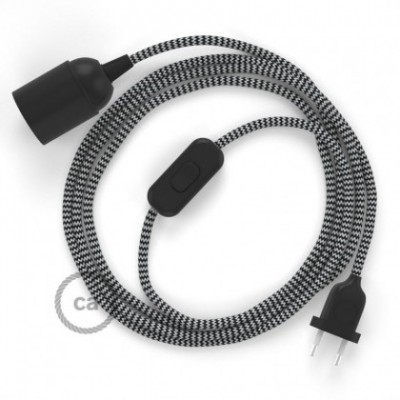 SnakeBis cableado con portalámpara cable textil ZigZag Negro RZ04