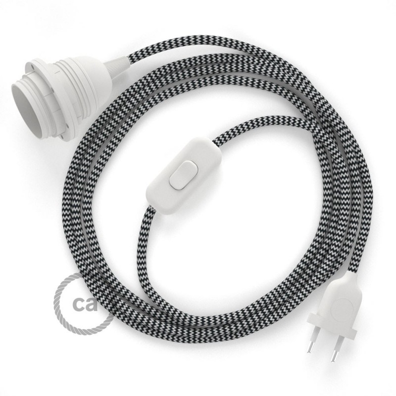 SnakeBis cableado con portalámpara cable textil ZigZag Negro RZ04