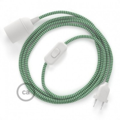 SnakeBis cableado con portalámpara cable textil ZigZag Verde RZ06