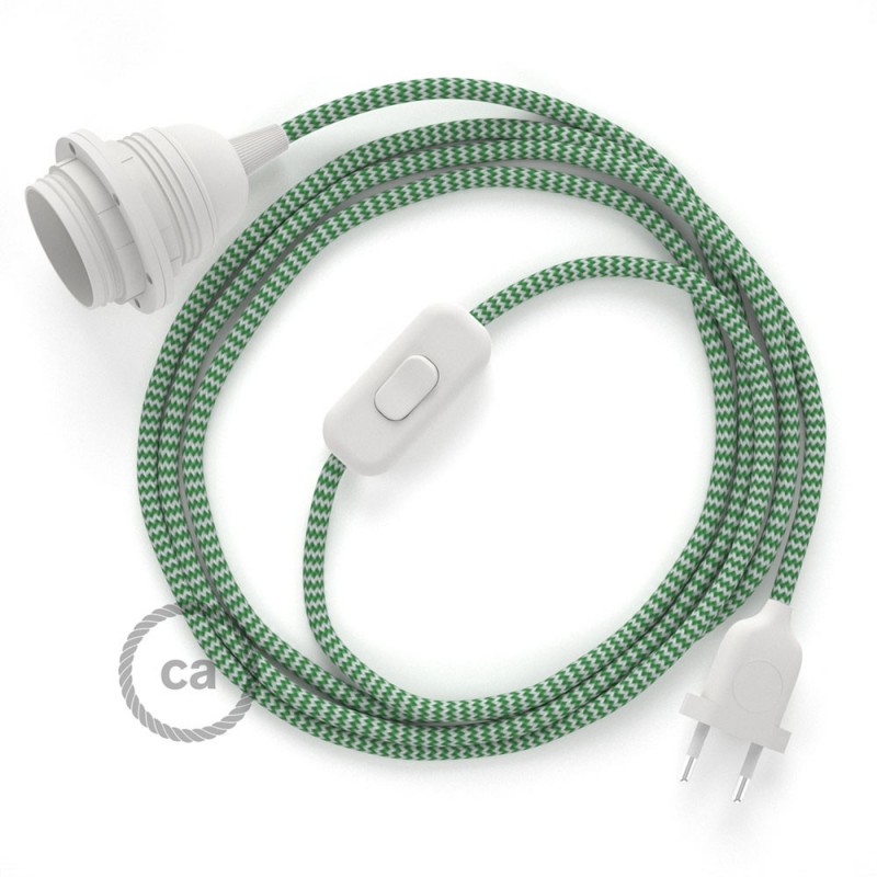 SnakeBis cableado con portalámpara cable textil ZigZag Verde RZ06