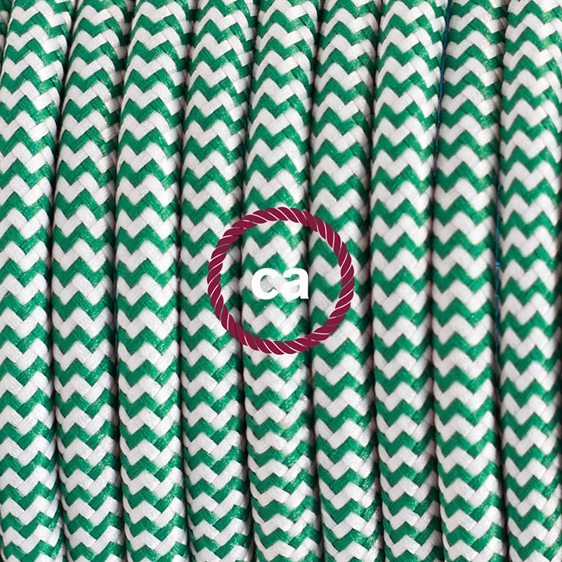 SnakeBis cableado con portalámpara cable textil ZigZag Verde RZ06
