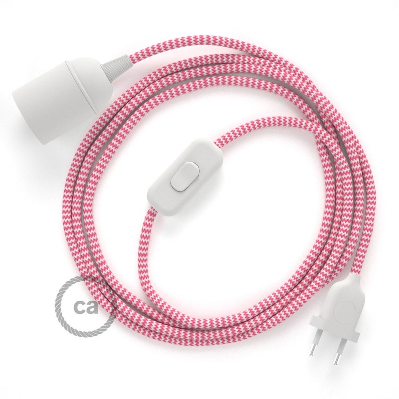 SnakeBis cableado con portalámpara cable textil ZigZag Fuchsia RZ08
