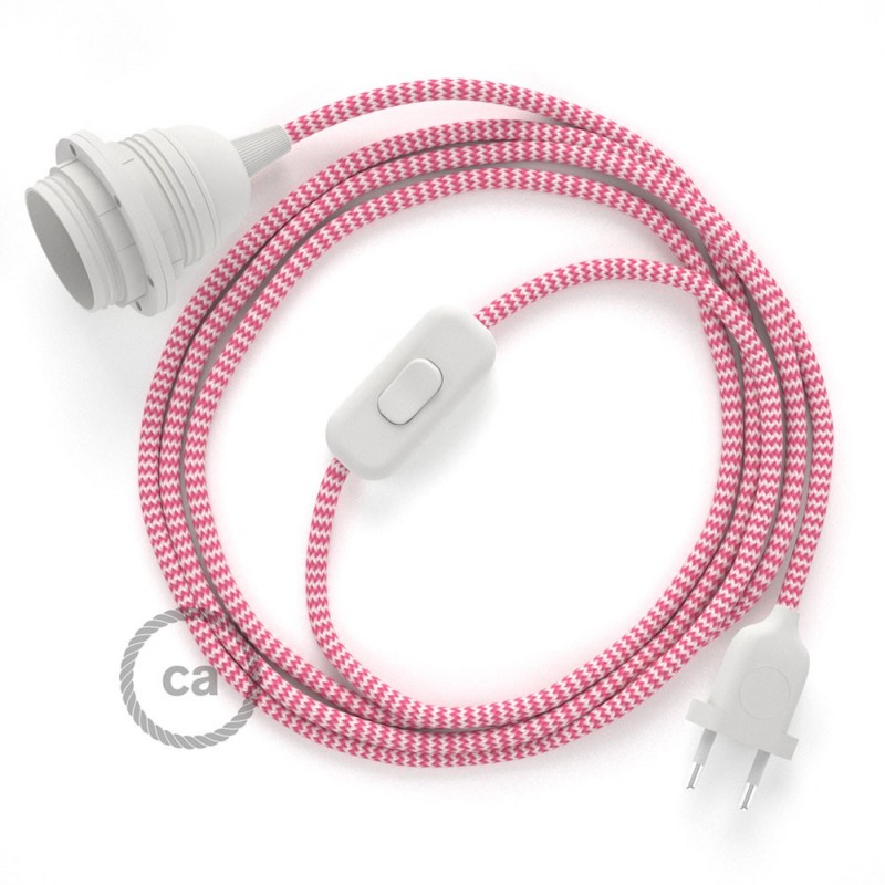 SnakeBis cableado con portalámpara cable textil ZigZag Fuchsia RZ08