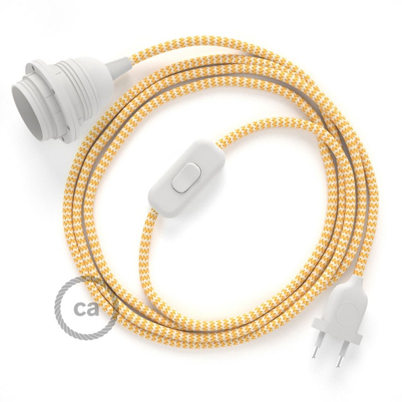 SnakeBis cableado con portalámpara cable textil ZigZag Amarillo RZ10