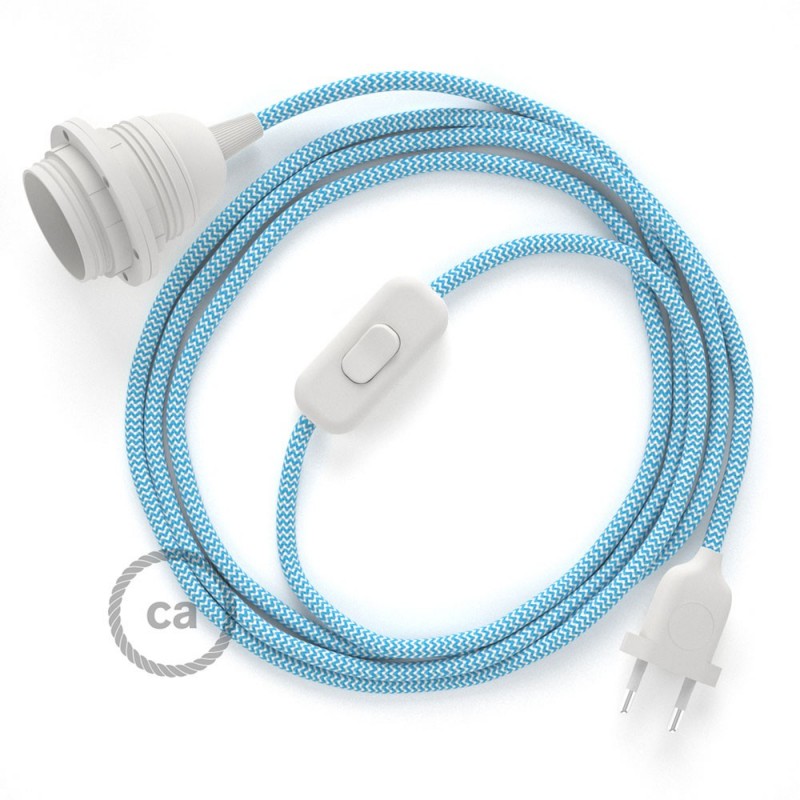 SnakeBis cableado con portalámpara cable textil ZigZag Turquesa RZ11