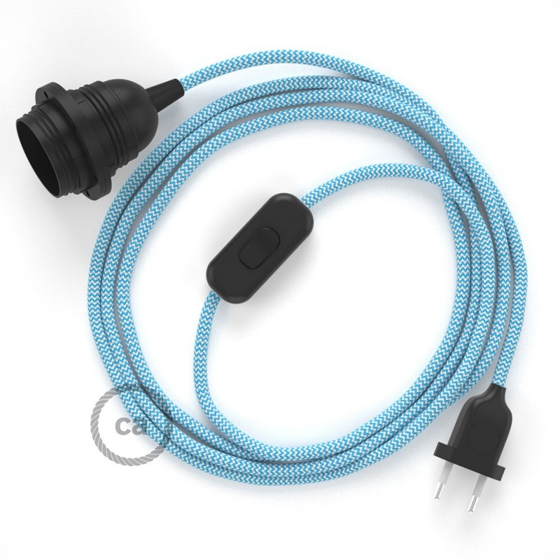 SnakeBis cableado con portalámpara cable textil ZigZag Turquesa RZ11