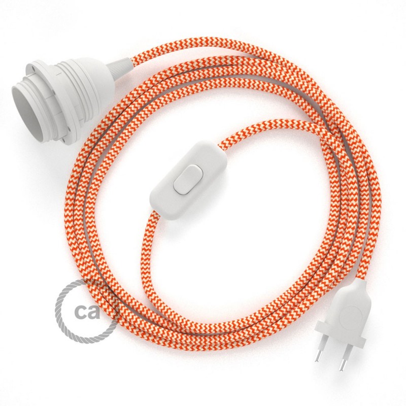 SnakeBis cableado con portalámpara cable textil ZigZag Naranja RZ15