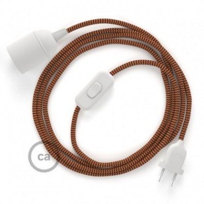 SnakeBis cableado con portalámpara cable textil ZigZag Dorado y Burdeos RZ23