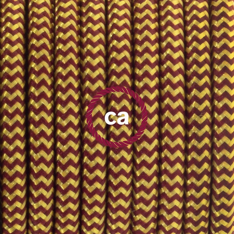 SnakeBis cableado con portalámpara cable textil ZigZag Dorado y Burdeos RZ23