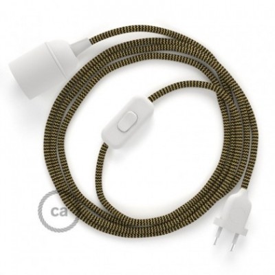 SnakeBis cableado con portalámpara cable textil ZigZag Dorado y Negro RZ24