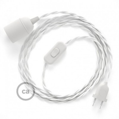 SnakeBis cableado con portalámpara cable textil Blanco en Algodón TC01