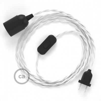 SnakeBis cableado con portalámpara cable textil Blanco en Algodón TC01