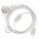 SnakeBis cableado con portalámpara cable textil Blanco en Algodón TC01