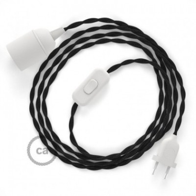 SnakeBis cableado con portalámpara cable textil Negro en Algodón TC04