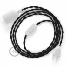 SnakeBis cableado con portalámpara cable textil Negro en Algodón TC04