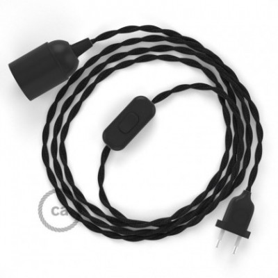 SnakeBis cableado con portalámpara cable textil Negro en Algodón TC04