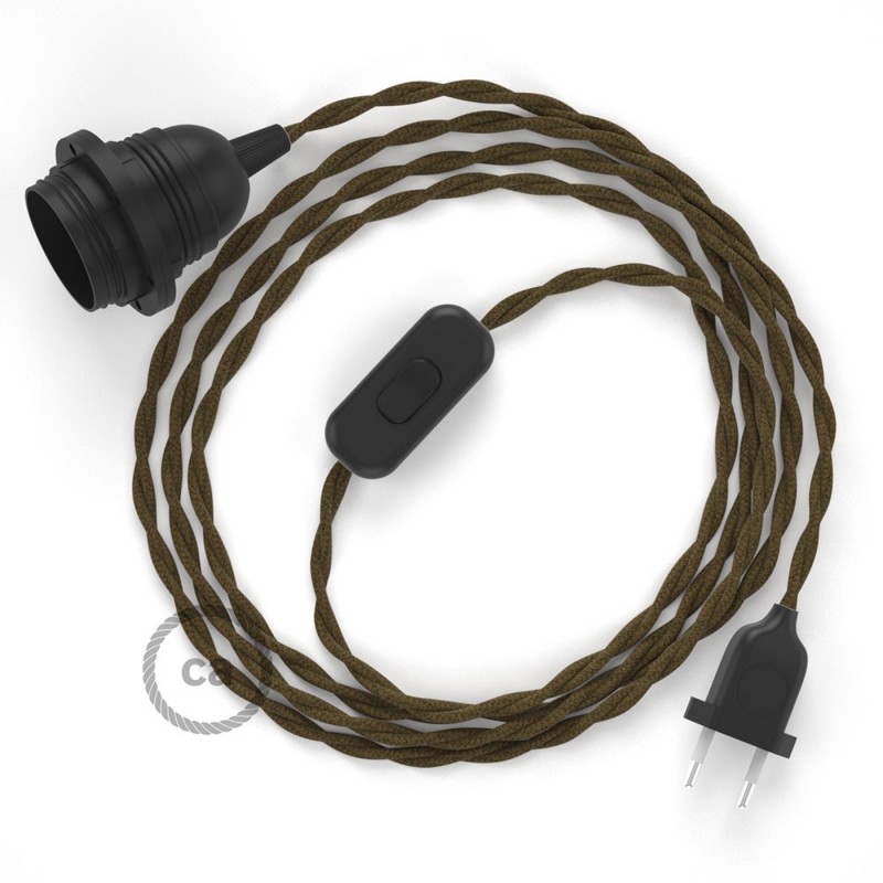 SnakeBis cableado con portalámpara cable textil Marrón en Algodón TC13