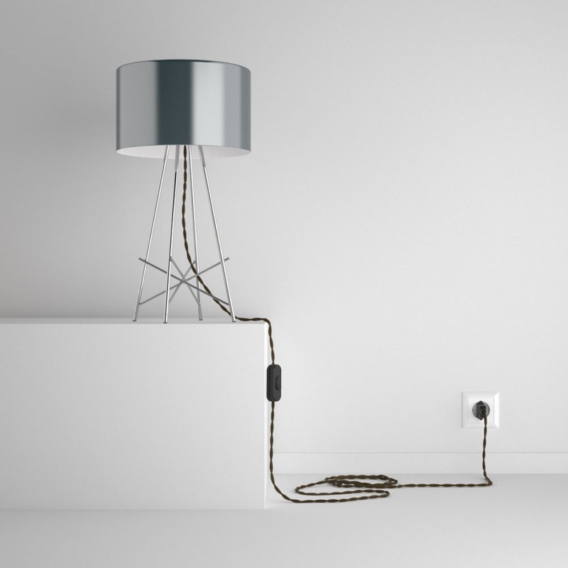 SnakeBis cableado con portalámpara cable textil Marrón en Algodón TC13