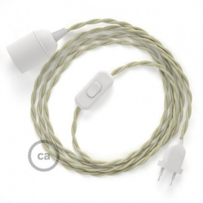 SnakeBis cableado con portalámpara cable textil Gris pardo en Algodón TC43