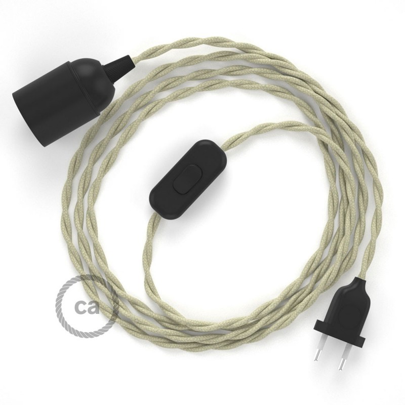 SnakeBis cableado con portalámpara cable textil Gris pardo en Algodón TC43