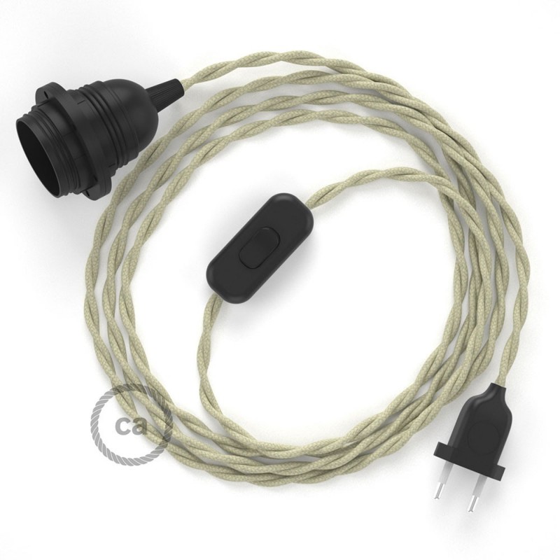 SnakeBis cableado con portalámpara cable textil Gris pardo en Algodón TC43