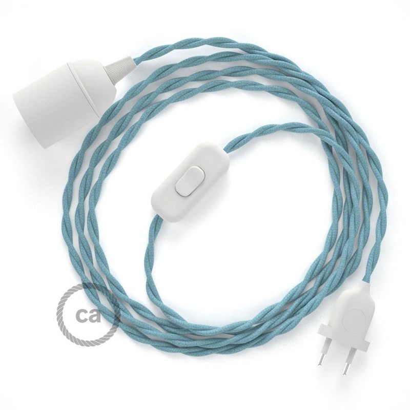 SnakeBis cableado con portalámpara cable textil Oceano en Algodón TC53