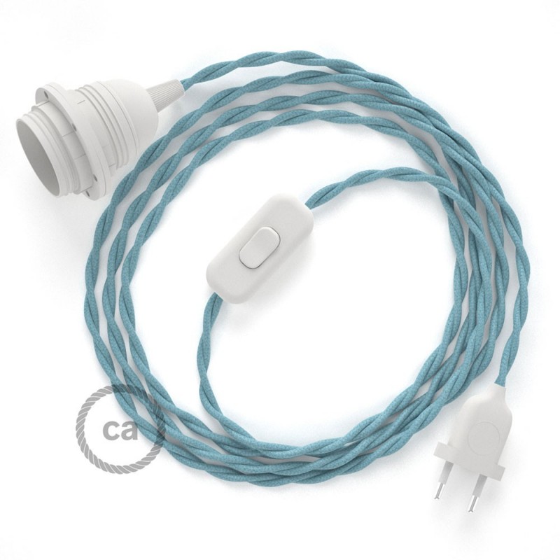 SnakeBis cableado con portalámpara cable textil Oceano en Algodón TC53