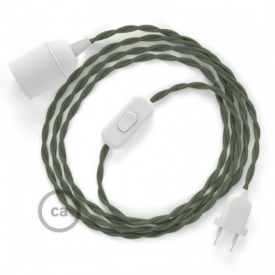 SnakeBis cableado con portalámpara cable textil Gris Verde en Algodón TC63