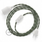 SnakeBis cableado con portalámpara cable textil Gris Verde en Algodón TC63