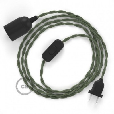 SnakeBis cableado con portalámpara cable textil Gris Verde en Algodón TC63
