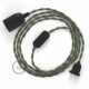 SnakeBis cableado con portalámpara cable textil Gris Verde en Algodón TC63