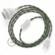 SnakeBis cableado con portalámpara cable textil Gris Verde en Algodón TC63
