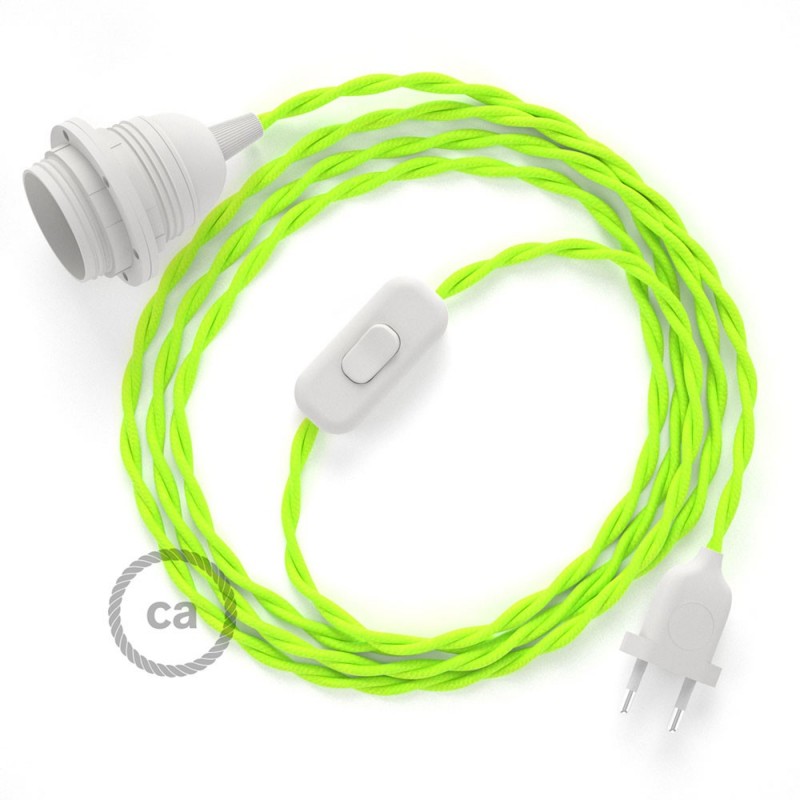 SnakeBis cableado con portalámpara cable textil Amarillo Fluo TF10