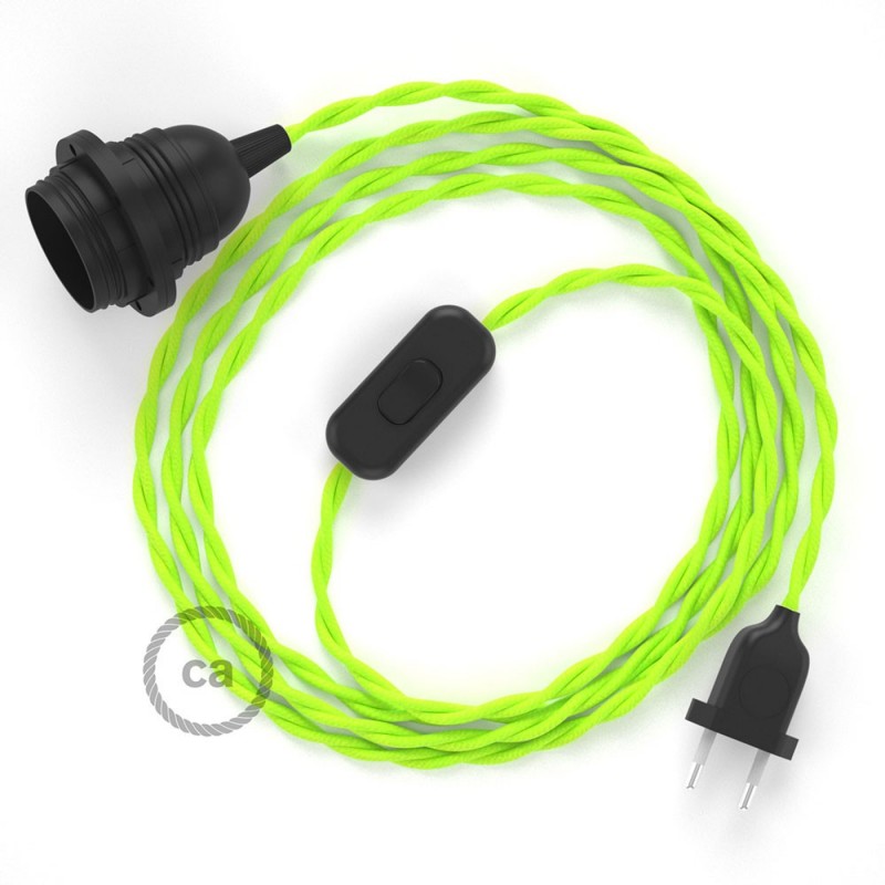 SnakeBis cableado con portalámpara cable textil Amarillo Fluo TF10