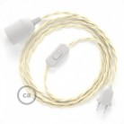 SnakeBis cableado con portalámpara cable textil Marfil en tejido Efecto Seda TM00