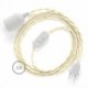 SnakeBis cableado con portalámpara cable textil Marfil en tejido Efecto Seda TM00