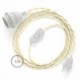 SnakeBis cableado con portalámpara cable textil Marfil en tejido Efecto Seda TM00