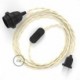 SnakeBis cableado con portalámpara cable textil Marfil en tejido Efecto Seda TM00