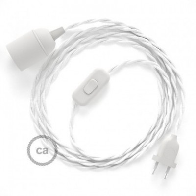 SnakeBis cableado con portalámpara cable textil Blanco en tejido Efecto Seda TM01